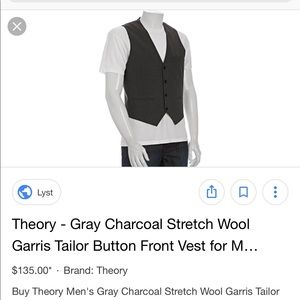 Men’s Theory Vest “Like New” Grey... Size 42